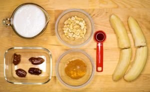 Raw vegan eggnog ingredients